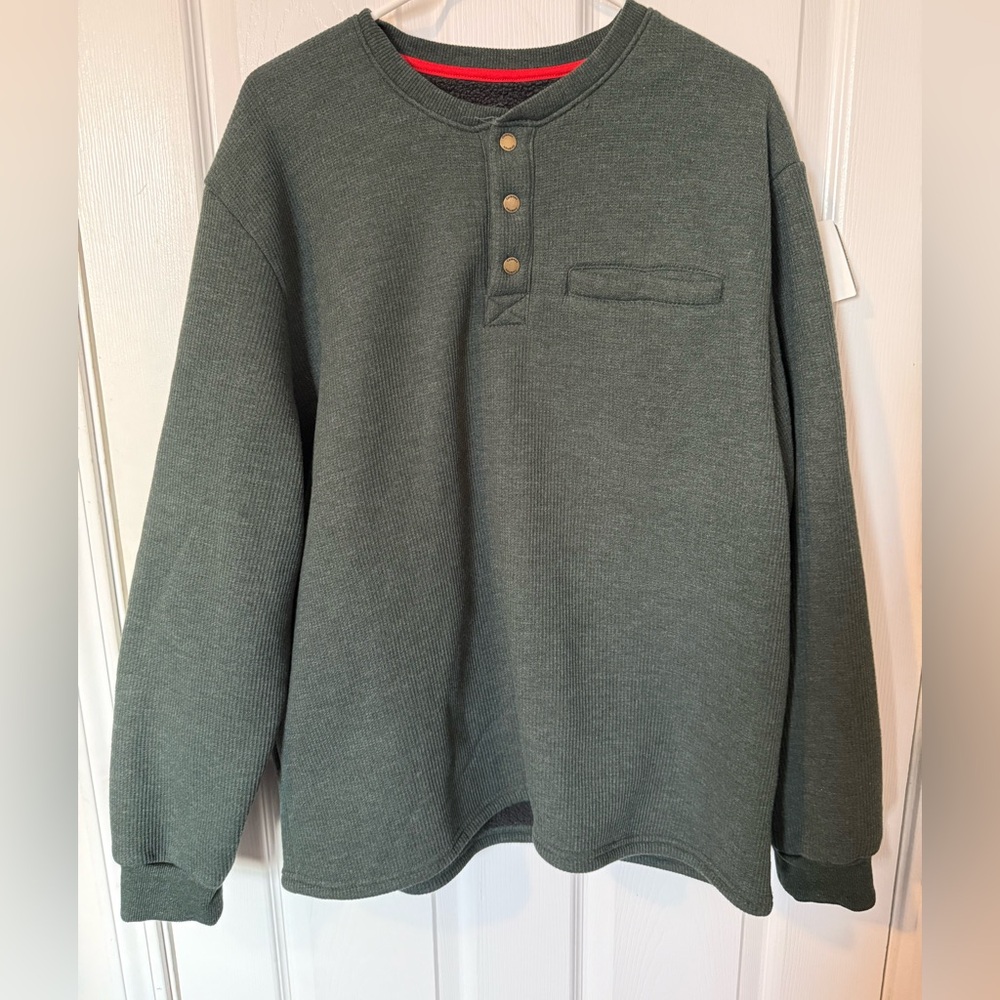 Coleman Men's X-LARGE 1/4 Snap Sherpa Lined Waffle Relaxed Fit Shirt Green